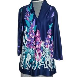 Blue Vintage V Neck Blouse Size 16 XL